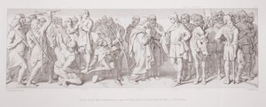 Morcar, vald till Earl of Northumbria, i stället för Tostig, Harold förmedlar med valets nuncois, från 