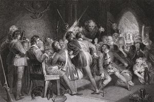 The Hall of Glennaquoich - a Highland Feast, graverad av P. Lightfoot, från 