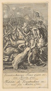 Blad 11 ur "Brandenburgska krigsscener" av Daniel Nikolaus Chodowiecki
