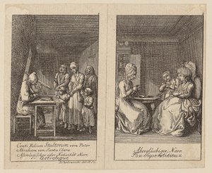 Blad 1 och 2 ur *Centifolium Stultorum*, *Dårskaper* av Daniel Nikolaus Chodowiecki