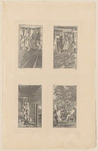 Sidorna 9–12 ur Pestalozzis *Lienhard och Gertrud* av Daniel Nikolaus Chodowiecki