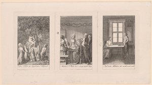 Tre blad till Ehrenbergs "Fickbok [...] för 1795" av Daniel Nikolaus Chodowiecki