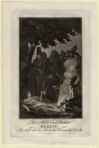 Poeten Ewald von Kleist vid slaget vid Kunersdorf, den 12 augusti 1759, ca 1759 av Daniel Nikolaus Chodowiecki