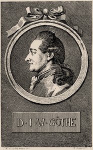 Porträtt av författaren Johann Wolfgang von Goethe 1749-1832, 1776. av Daniel Nikolaus Chodowiecki