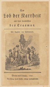 Forsatsblad med vignett till Erasmus ”Beröm av dårskapen” av Daniel Nikolaus Chodowiecki