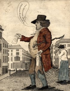 Balladsäljare, tidigt 1800-tal (handkolorerad gravyr)