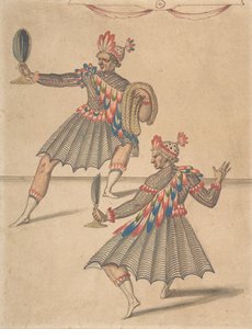 Teckning av två "amerikaner" för Ballet de la Douairière de Billebahaut, 1626.