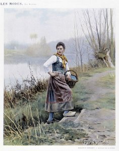 Kvinna som återvänder från floden av R. Knight, ca. 1905
