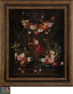 Blomkrans med Maria Magdalena av Daniel Seghers