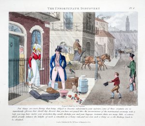 Den olyckliga upptäckten, illustration från "Fashionable Bores eller Coolers in High Life" av Peter Quiz, pub. Thomas McLean, London 1824 (handfärgad gravyr) av Daniel Thomas Egerton