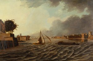 Utsikt över Themsen med Westminster Bridge och Lambeth Palace