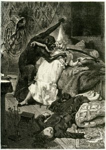 Illustration till "Morden på Rue Morgue" av Edgar Allan Poe av Daniel Urrabieta (after) Vierge