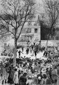 Firande av 80-årsdagen av Victor Hugos födelse (1802-85) från "Le Monde Illustre", 27 juli 1881 (xylograf)