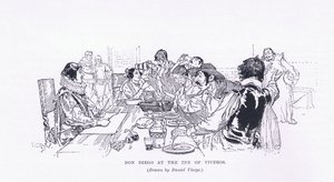 Don Diego på värdshuset i Viveros, från The Magazine of Art 1893, Cassell and Company av Daniel Urrabieta Vierge