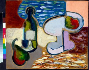 "Still life with a pear" (Still life with a pear) Målning av Vladimir Baranov-Rossine (Baranov Rossine) (1888-1942) ca 1927 Dim 28x35 cm Privat samling