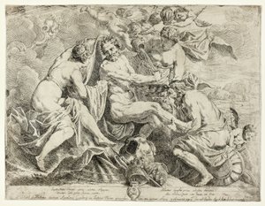 The Deification of Aeneas av nymfer och amoriner av Daniel van den Dyck
