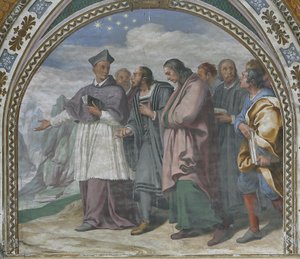 Saint Bruno av Köln som visar platsen där Charterhouse kommer att ligga