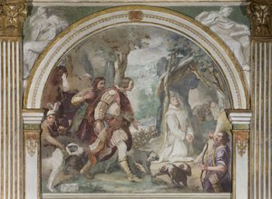 Saint Hugh möte med Roger av Kalabrien, 1629 av Daniele Crespi