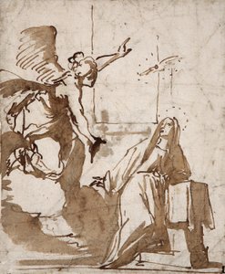 Förberedelse av bebådelseteckningen av Daniele Crespi (1598-1630) Marcora-samlingen från 1600-talet av Daniele Crespi