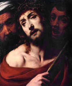 Kristi hån Den lidandes ansikte Kristus har törnen. Målning av Daniele Crespi (1598-1630) Basilica San Giovanni från 1600-talet, Busto Arsizio Italien av Daniele Crespi