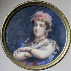 Porträtt av prinsessan Troubetzkoy, av Daniele Ranzoni (1843-1889), akvarell