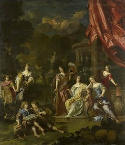 Allegoriserande gruppporträtt av barnen till Diederic Pietersz van Leyden van Leeuwen, Burgomaster of Leiden, och Alida Paets av Daniël Mijtens (II)
