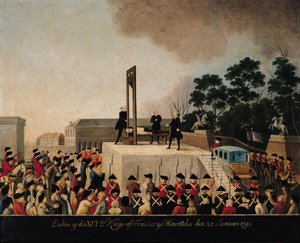 Avrättningen av Ludvig XVI (1754-93) 21 januari 1793 (olja på koppar)