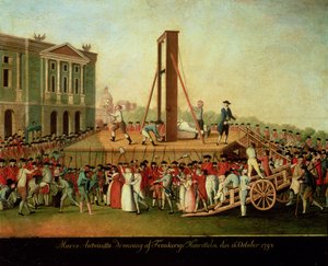Avrättningen av Marie-Antoinette (1755-93) 16 oktober 1793 (olja på koppar)