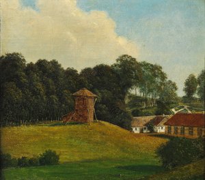 Danska:  Parti fra "Mariendal ved Assens" Vy över Mariendal nära Assens av Dankvart Dreyer