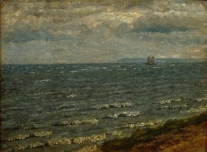 Havslandskap med annalkande regn. Lillebælt av Dankvart Dreyer