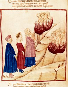 Skärselden: Dante och Vergilius, miniatyr av Dante Alighieri