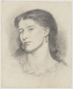 Aggie (blyerts på maskinvävt papper) av Dante Gabriel Charles Rossetti