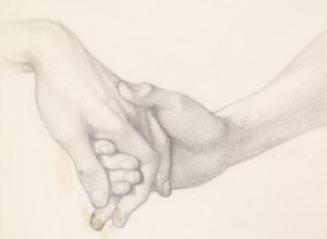 Dantes dröm vid tiden för Beatrices död - Studie av Dante som håller i kärlekens hand av Dante Gabriel Charles Rossetti