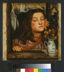 Flicka vid ett galler, 1862 av Dante Gabriel Charles Rossetti