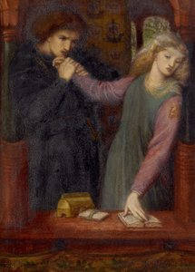 Hamlet och Ophelia, 1866 (akvarell och gummi arabicum på papper) av Dante Gabriel Charles Rossetti