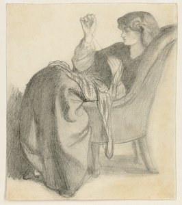 Lachesis: Studie av Jane Morris sittande i en stolsömnad, 1860-talet av Dante Gabriel Charles Rossetti