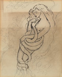 Lady Lilith, ca. 1869 (penna, penna och brunt bläck på papper)
