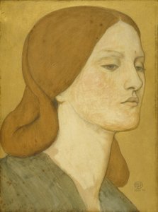 Nr 1575 Huvud av en flicka i en grön klänning (Elizabeth Siddal), 1850-65 av Dante Gabriel Charles Rossetti