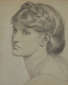 Porträtt av Alexa Wilding, en studie för "The Bower Meadow" av Dante Gabriel Charles Rossetti