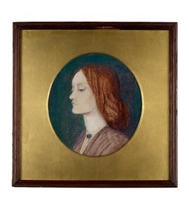 Porträtt av Elizabeth Siddal vänd åt vänster av Dante Gabriel Charles Rossetti