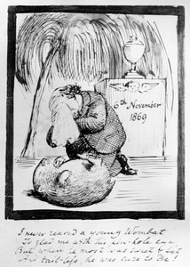 Rossetti beklagar sin Wombats död, 1869 (penna och bläck på papper) av Dante Gabriel Charles Rossetti