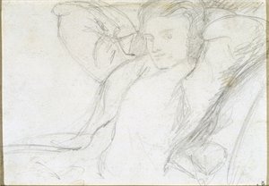 Studie av en sittande dam, 1860 (grafit på papper) av Dante Gabriel Charles Rossetti