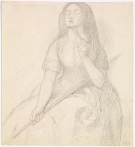 Tibullus återkomst till Delia - Studie för Delia-figuren av Dante Gabriel Charles Rossetti