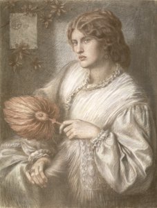 Kvinna med en fläkt, 1870 av Dante Gabriel Charles Rossetti