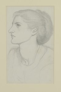 Kvinnohuvud, 1865-70 av Dante Gabriel Charles Rossetti