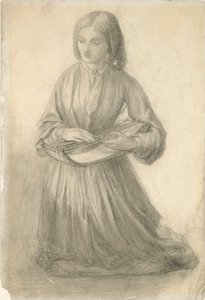 Elizabeth Siddal spelar ett stråkinstrument, c1852 av Dante Gabriel Rossetti