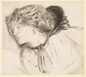 Hittad - Studie för flickans huvud av Dante Gabriel Rossetti