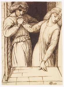 Hamlet och Ofelia - kompositionsstudie av Dante Gabriel Rossetti