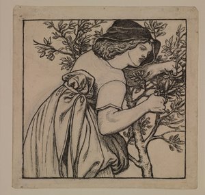 Kung Renés smekmånad - Trädgårdsskötsel - Förslag till en målad panel till skåpet av Dante Gabriel Rossetti