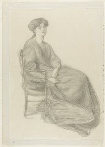Mrs. William Morris sitter som ordförande av Dante Gabriel Rossetti